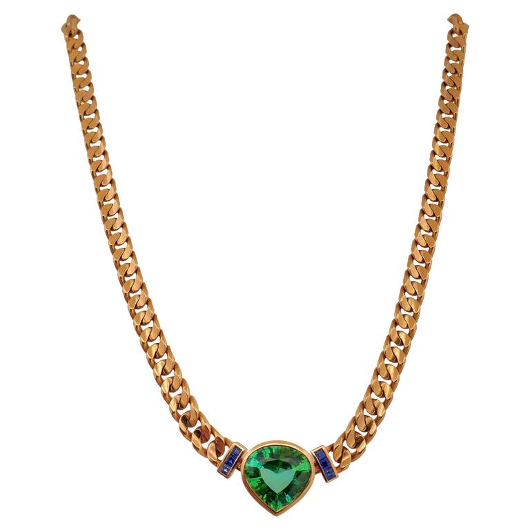Women's Bulgari Gold Tourmaline Sapphire Necklace