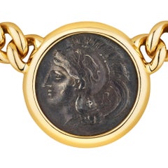 Bulgari Greek Athena Ancient Coin Gold Link Necklace