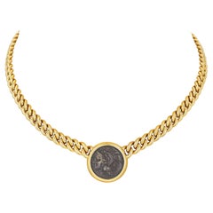 Bulgari Atena Greca Collana A Link in oro con monete antiche