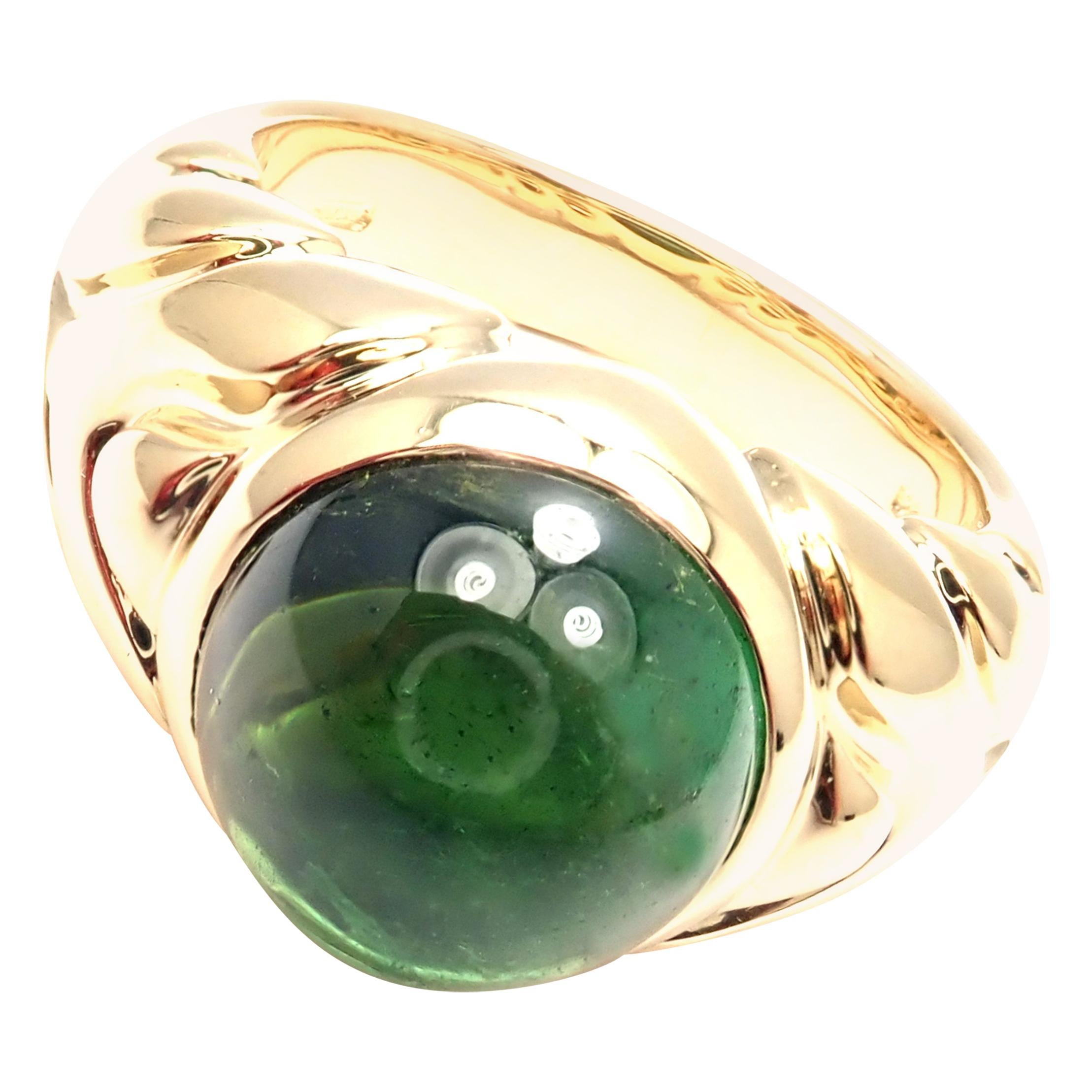 Bulgari Green Tourmaline Yellow Gold Ring