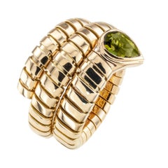 Bulgari Green Tourmaline Yellow Gold Serpent Ring