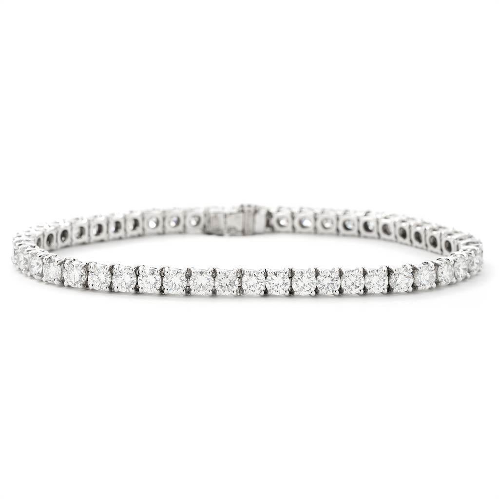 Round Cut Bulgari Griffe Tennis Bracelet Platinum 9 Carat TW with Box For Sale