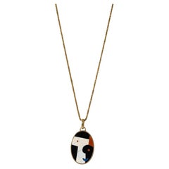 Bulgari Hardstone Inlay Pendant Necklace, 1974