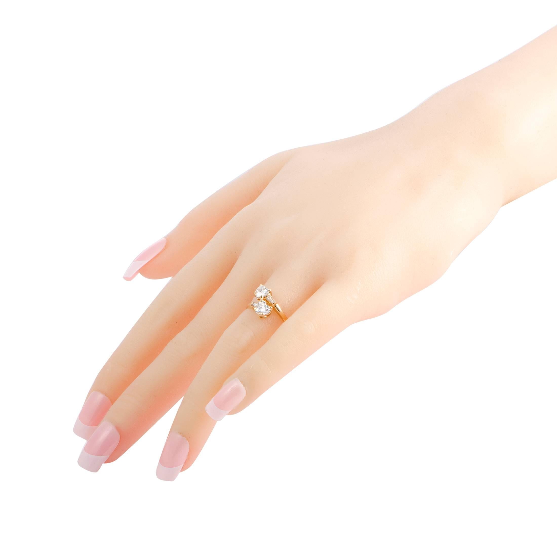 Women's Bulgari Heart Cut Diamond Yellow Gold Bypass Ring