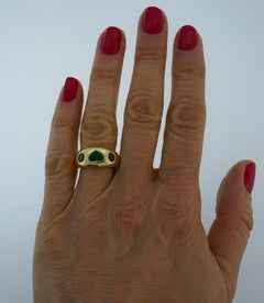 Bague en or jaune Bulgari Coeur Emeraude Saphir 1980