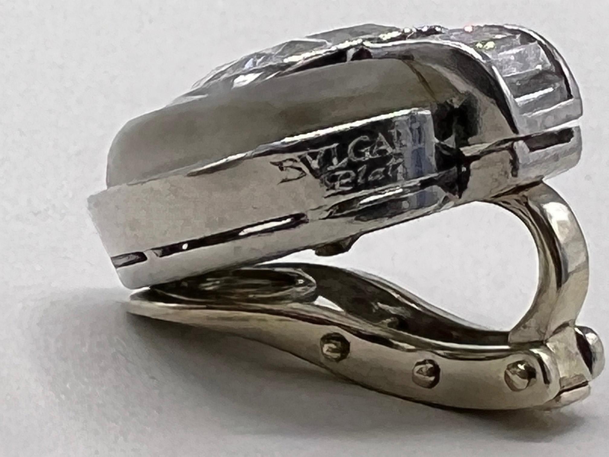 Bulgari Heart Shape Diamond Rock Crystal Platinum Ear Clips In Excellent Condition In New York, NY