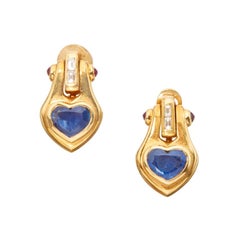 Bulgari Heart Shape Sapphire Ear-Pendants