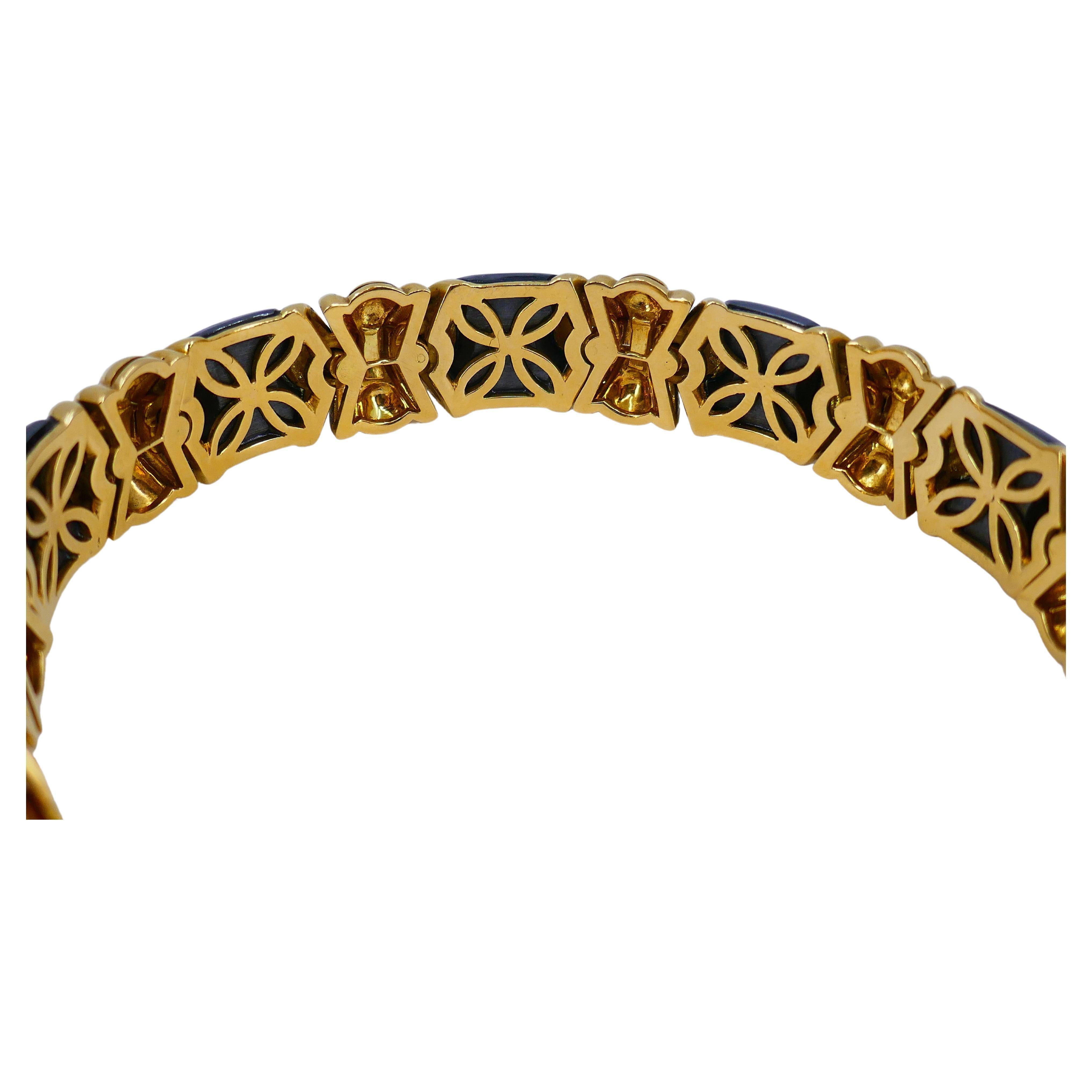 Women's or Men's Bulgari Hematite Bracelet 18k Gold