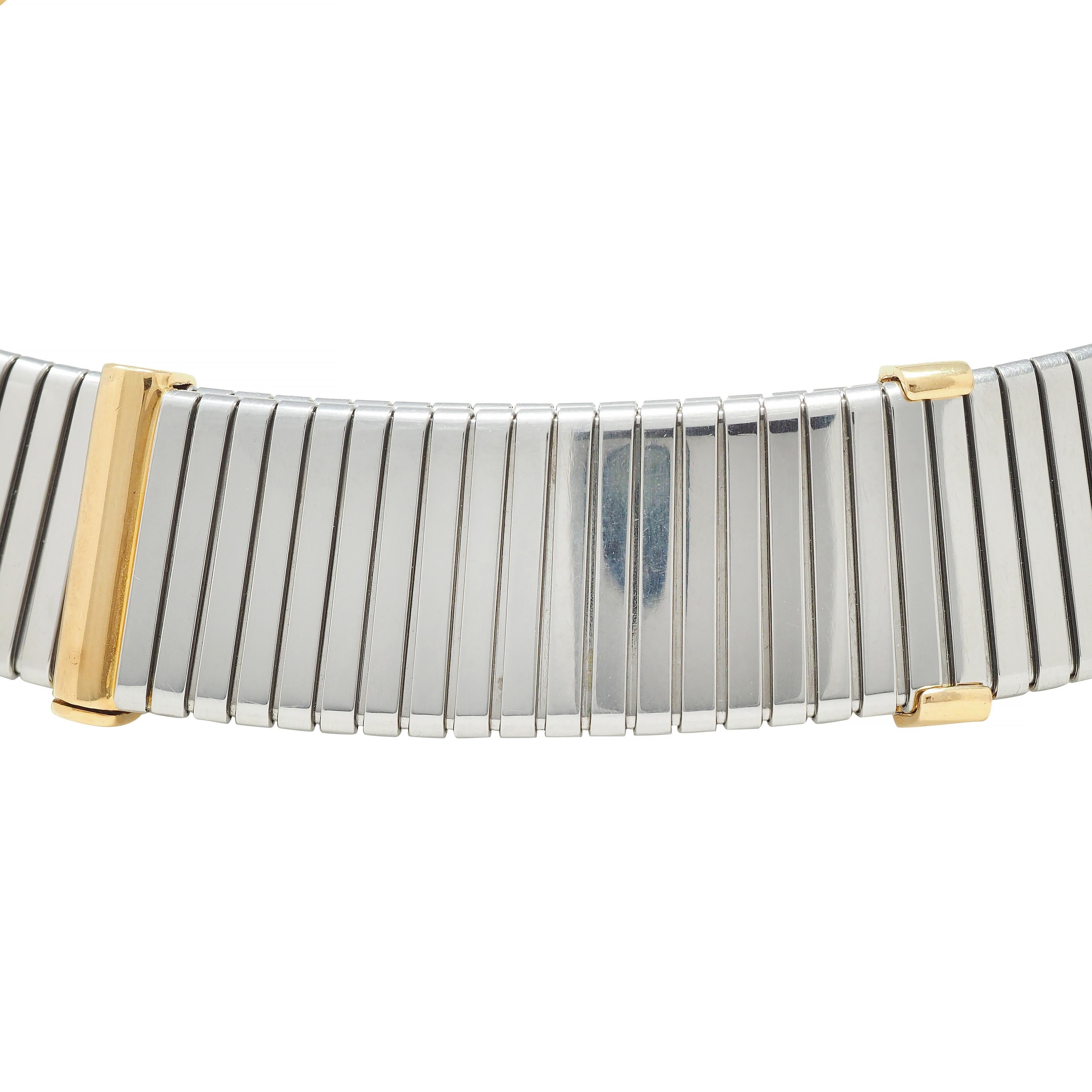 Bulgari Hematite Stainless Steel 18 Karat Gold X Tobogas Collar Necklace 4