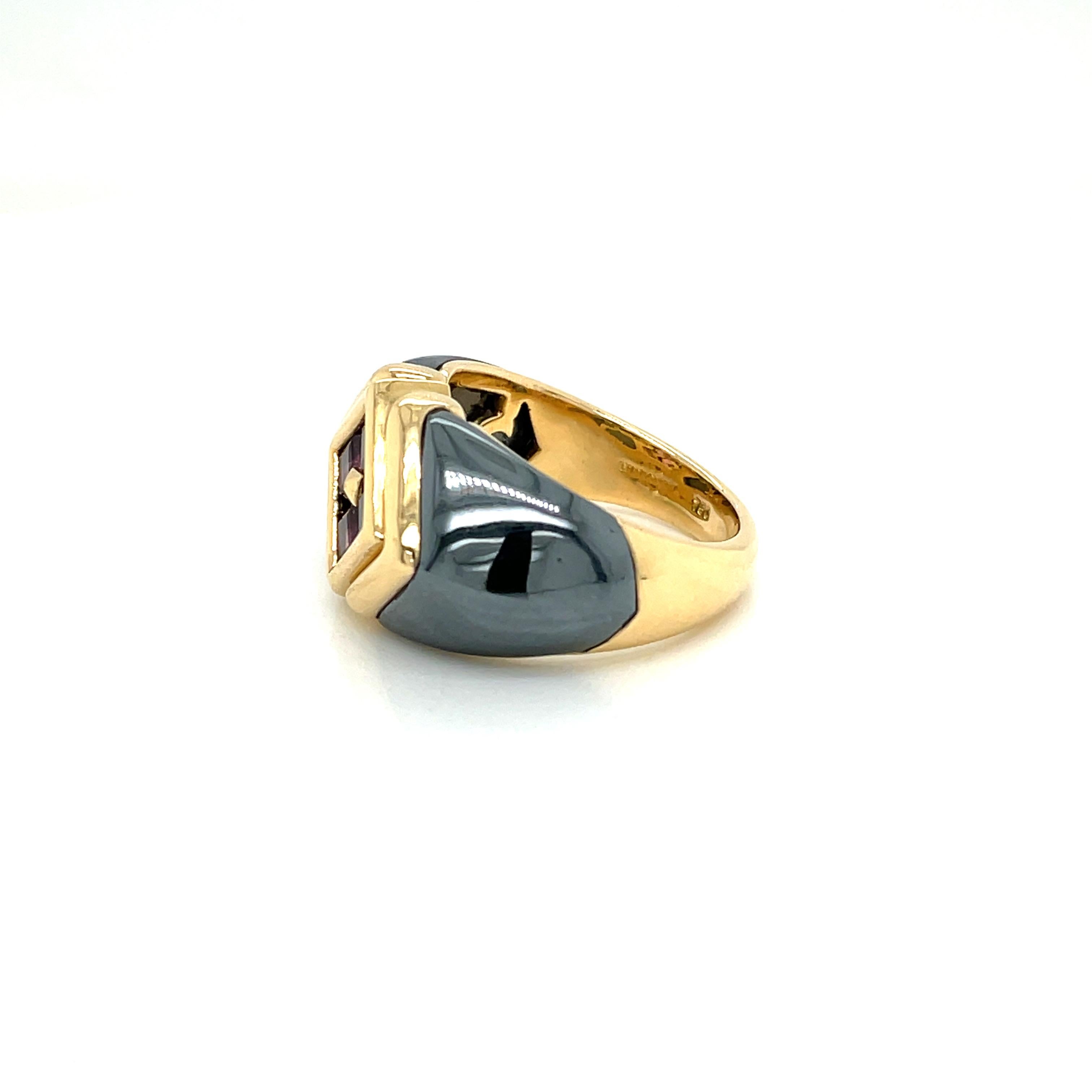 Bulgari Hematite & Tourmaline Gold Ring 1