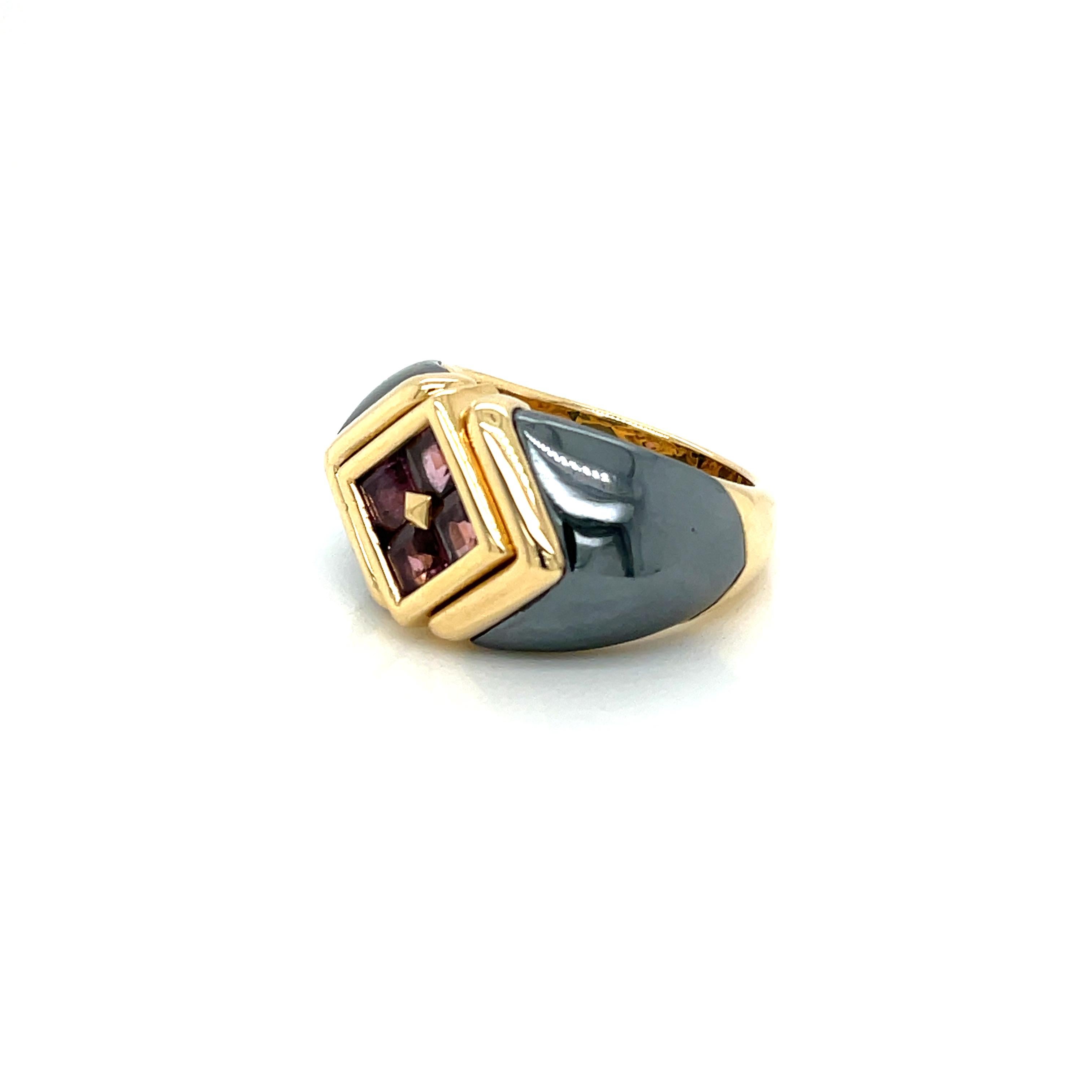Bulgari Hematite & Tourmaline Gold Ring 2