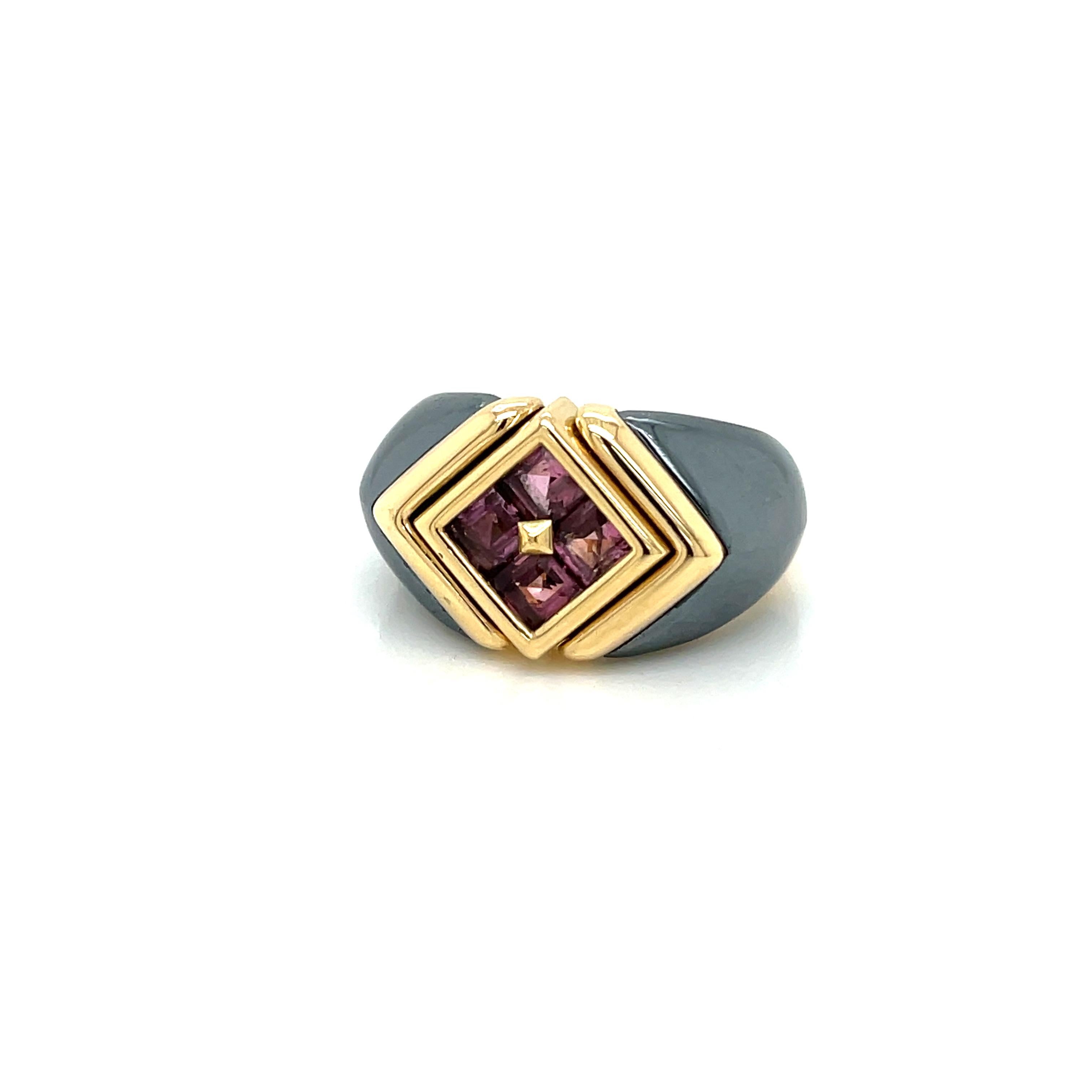Bulgari Hematite & Tourmaline Gold Ring 3