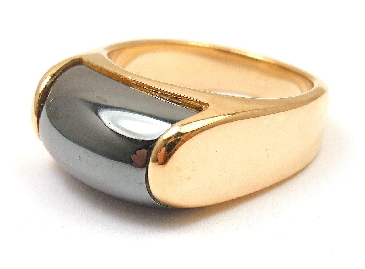 Bulgari Hematite Tronchetto Yellow Gold Ring In Excellent Condition In Holland, PA