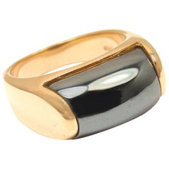 Vintage Bulgari Hematite Tronchetto Yellow Gold Ring