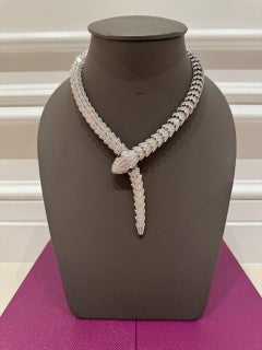 Bulgari High Jewelry Serpenti Necklace in 18k white gold and 75ct diamonds