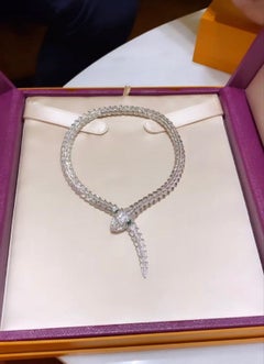 Bulgari High Jewelry Serpenti Necklace in 18k white gold and 75ct diamonds