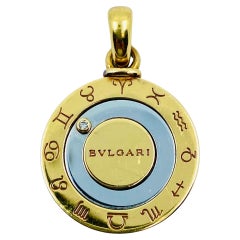 Vintage Bulgari Horoscope Movable Diamond Pendant Gold Stainless Steel