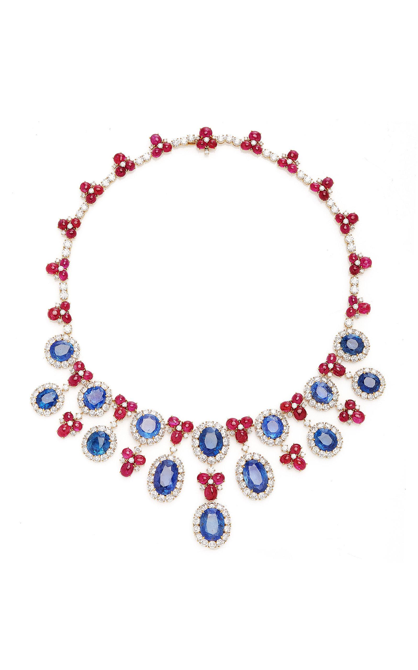 Sapphire Diamond Ruby Necklace 