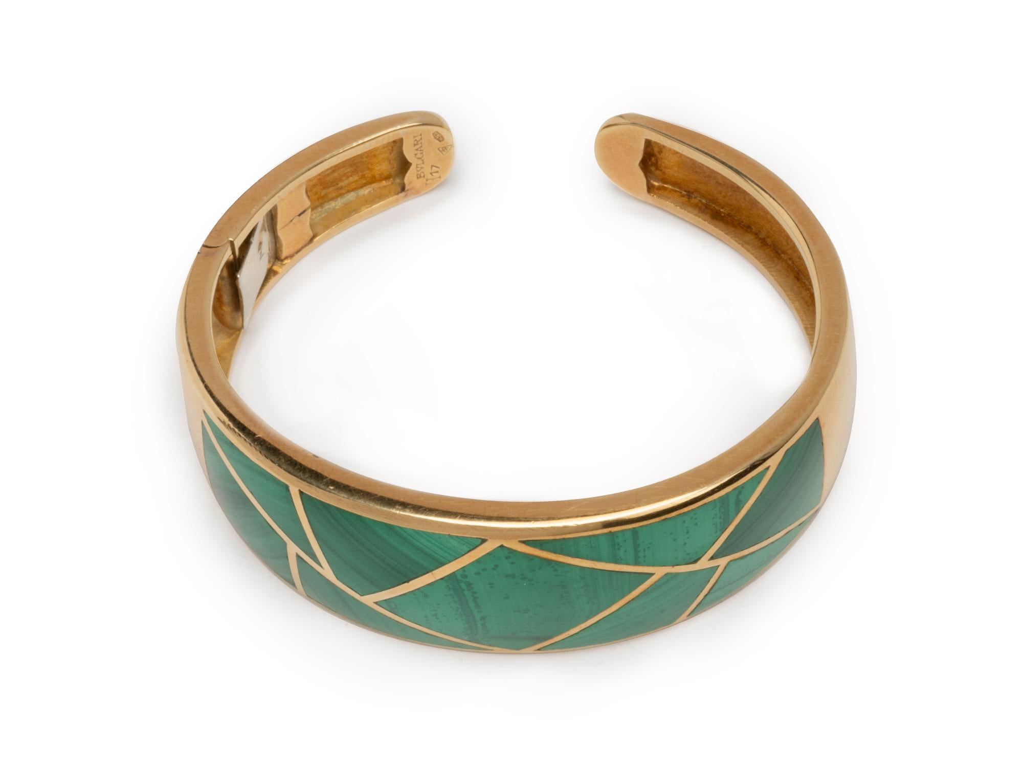 Uncut Bulgari Inlay Malachite Cuff For Sale