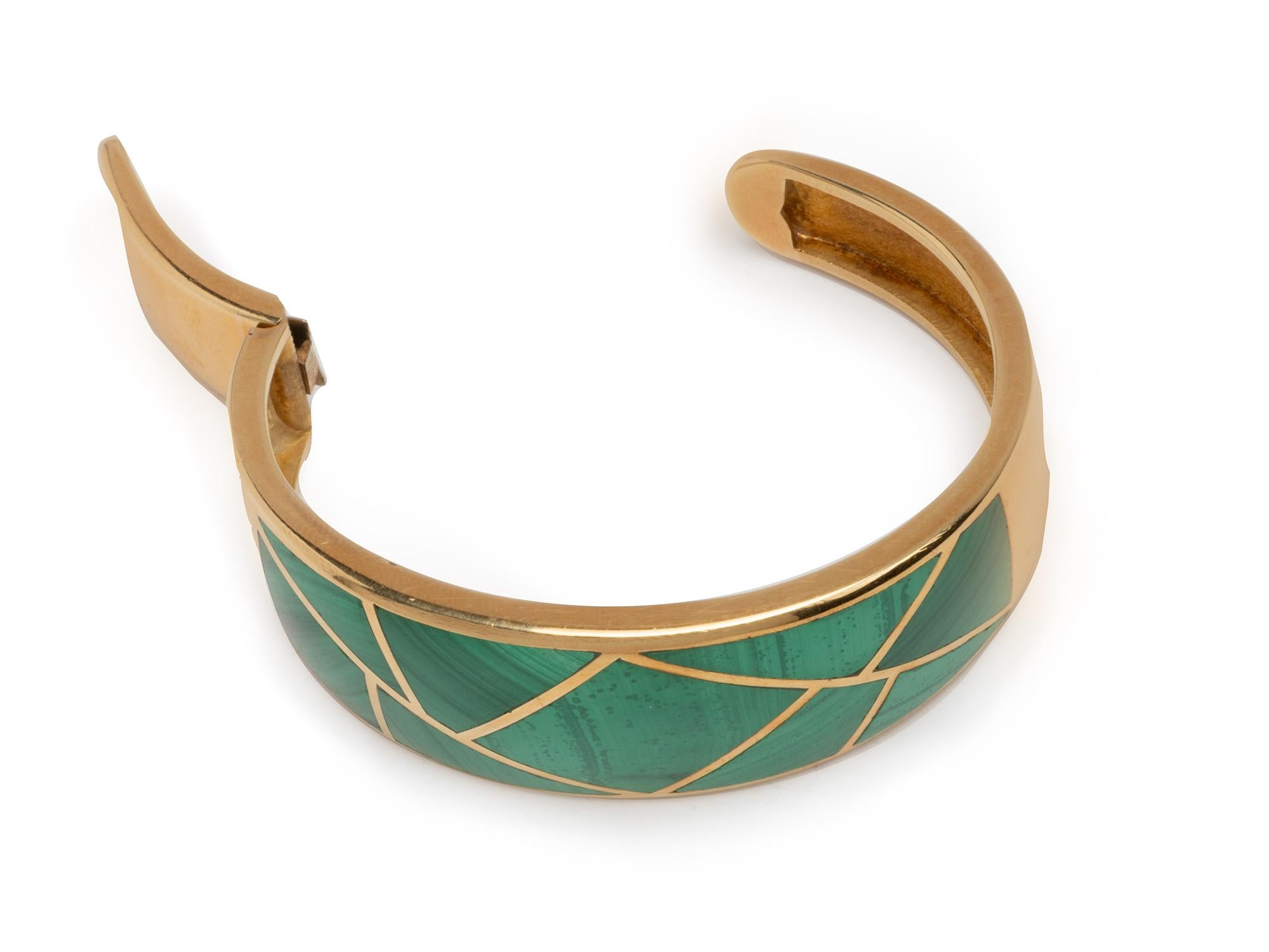 Bulgari Inlay Malachite Cuff In Good Condition For Sale In San Antonio, TX