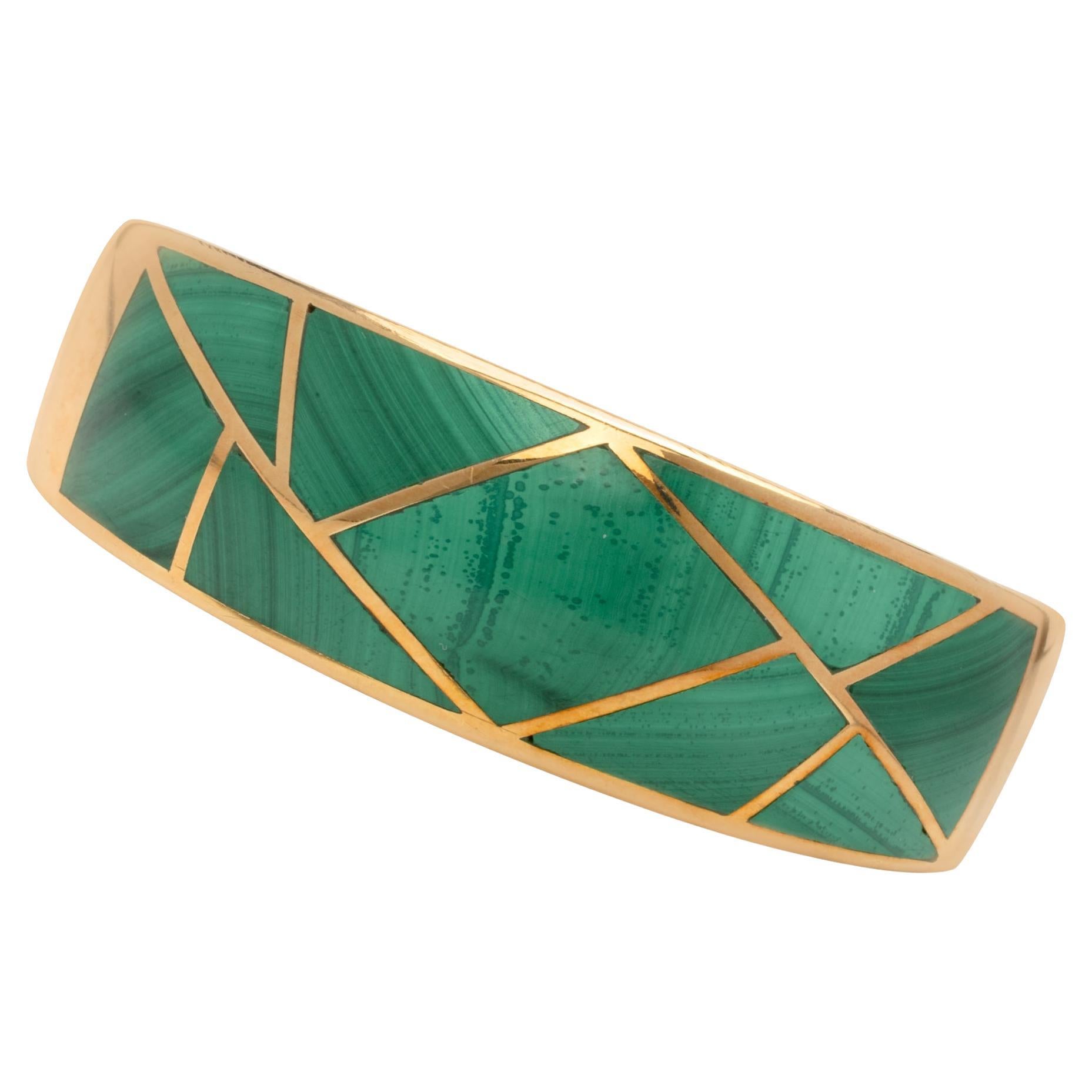 Bulgari Inlay Malachite Cuff For Sale