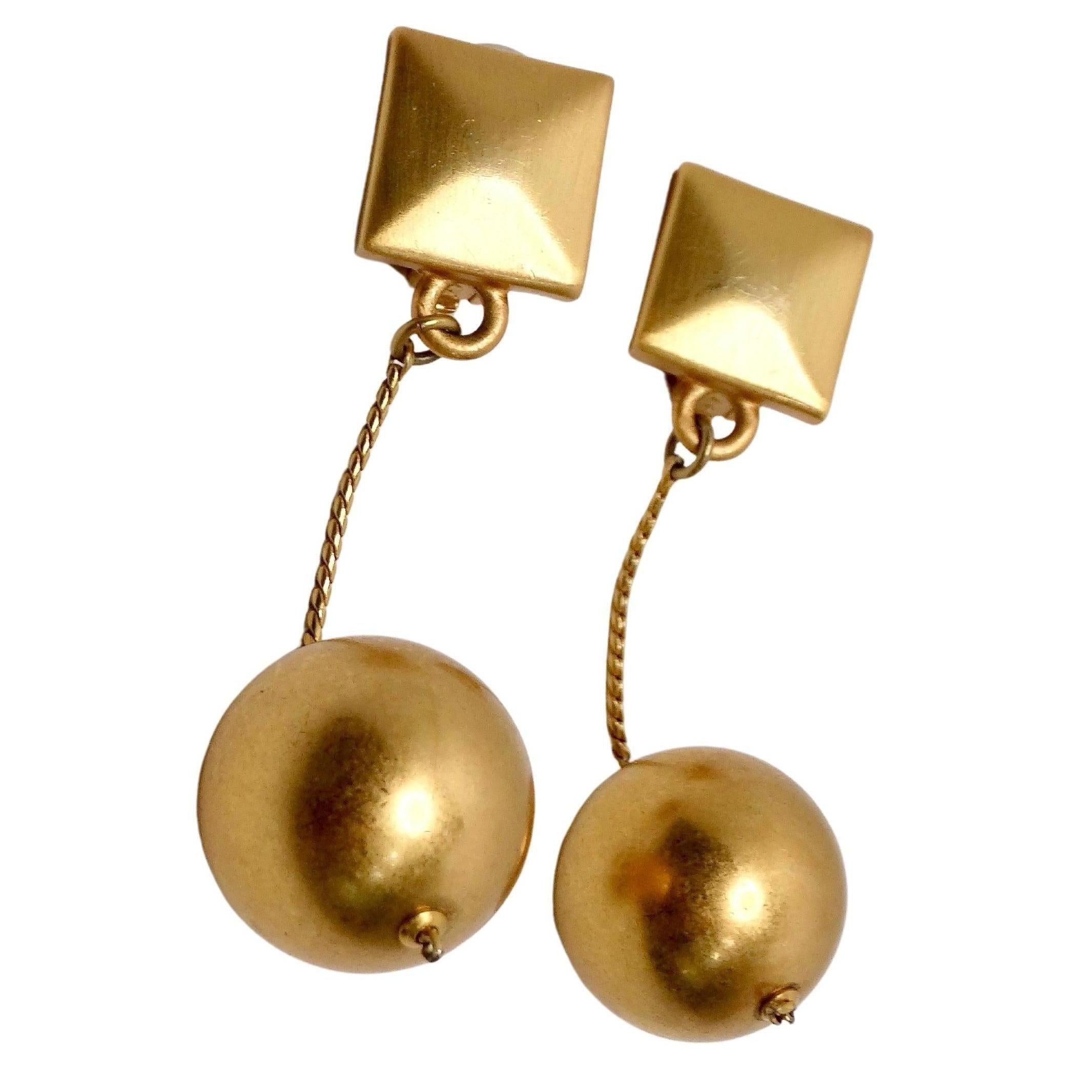 Bulgari Inspired 18k Gold Plated Ball Drop Clip-On Earrings