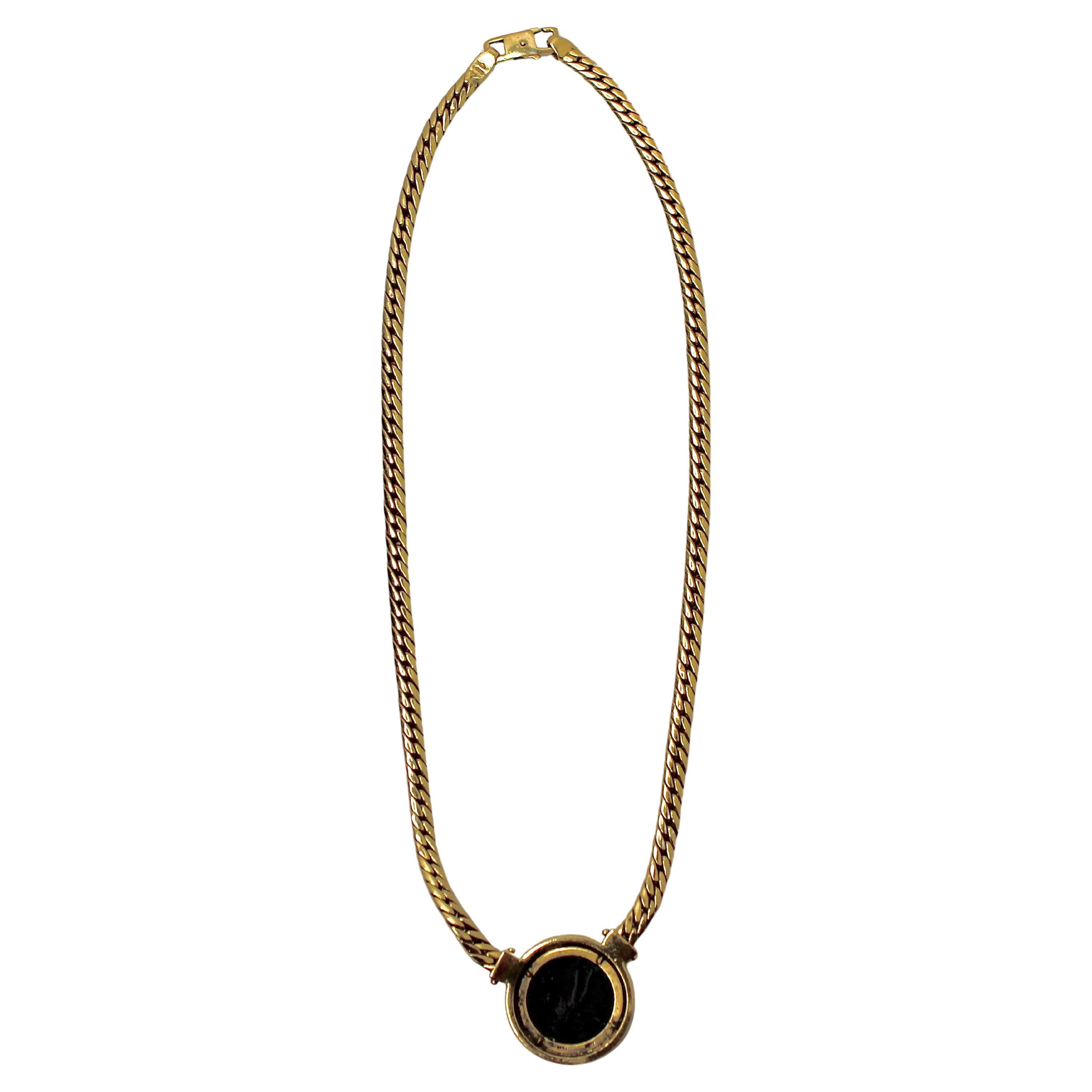 Bulgari Inspired Monete 18k Yellow Gold Roman Coin Pendant Necklace circa 1970s im Angebot 3