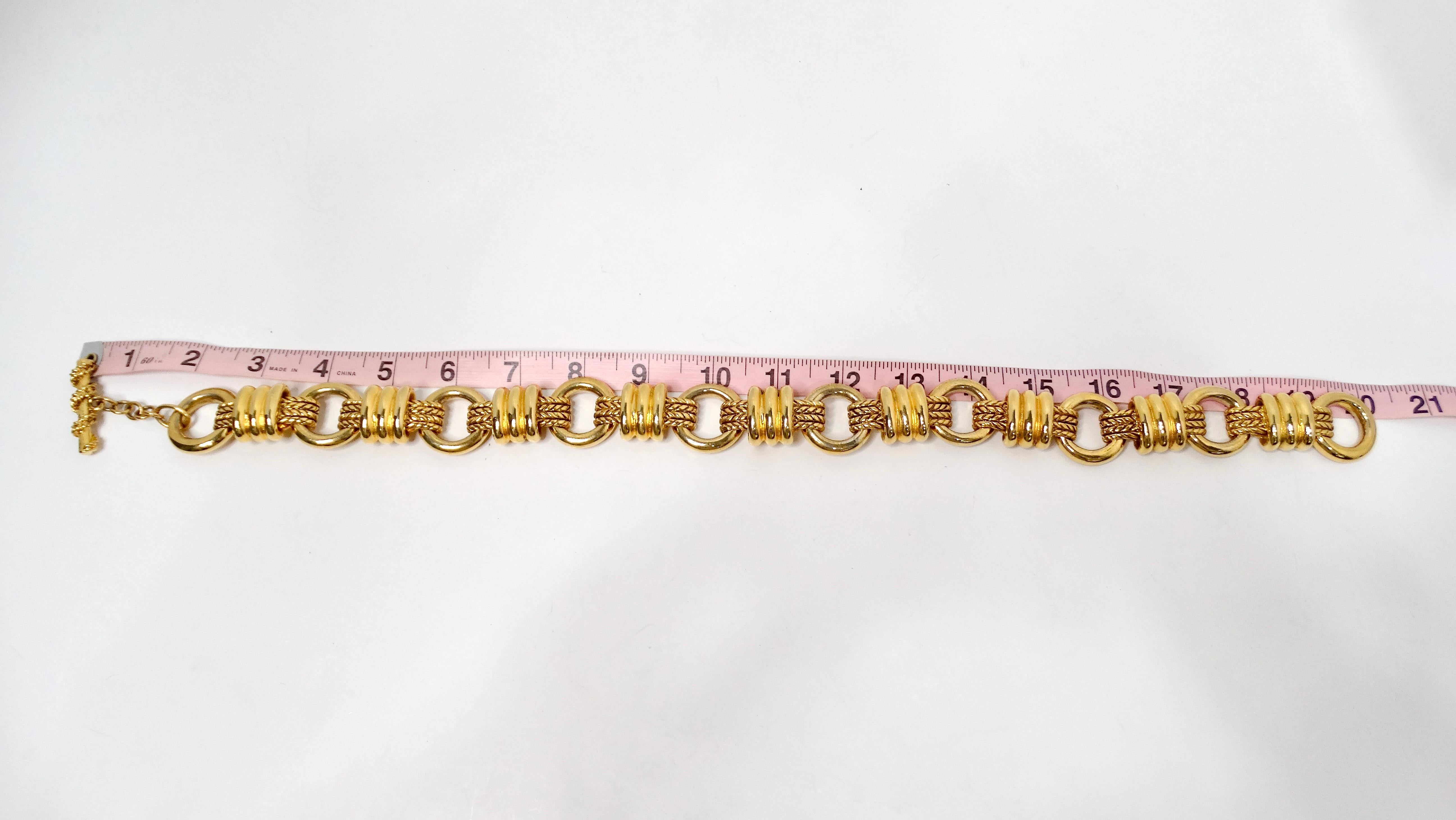 Bulgari Inspired Vintage Gold-Tone Chunky-Link Necklace With Braided Detailing For Sale 3