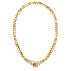 Retro Bulgari Intaglio and Diamond Necklace