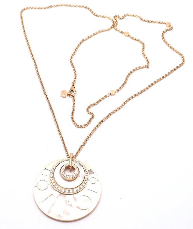 Bulgari Intarsio Diamond Mother of Pearl Rose Gold Pendant Necklace at ...