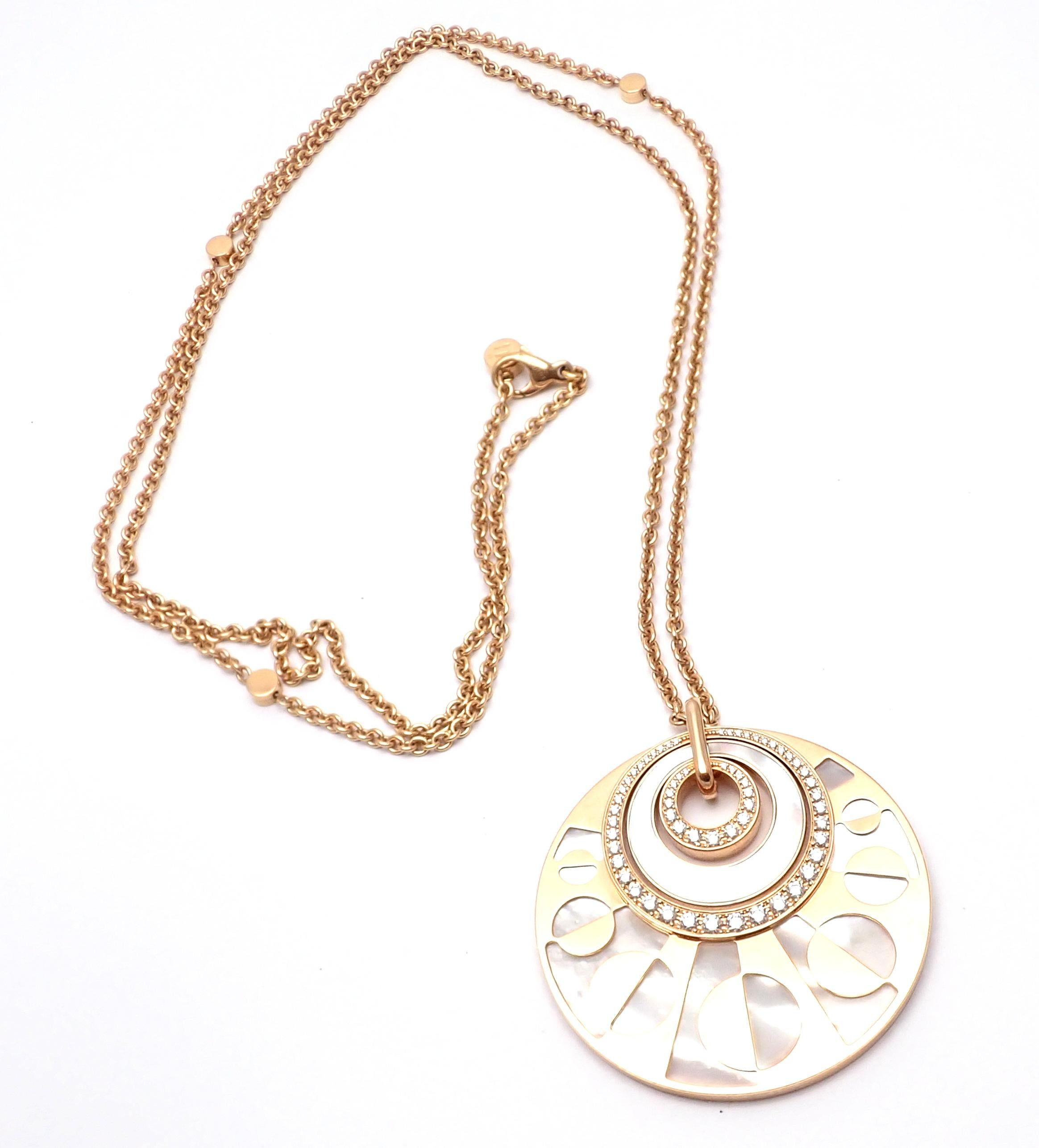 Bulgari Intarsio Diamond Mother of Pearl Rose Gold Pendant Necklace 1