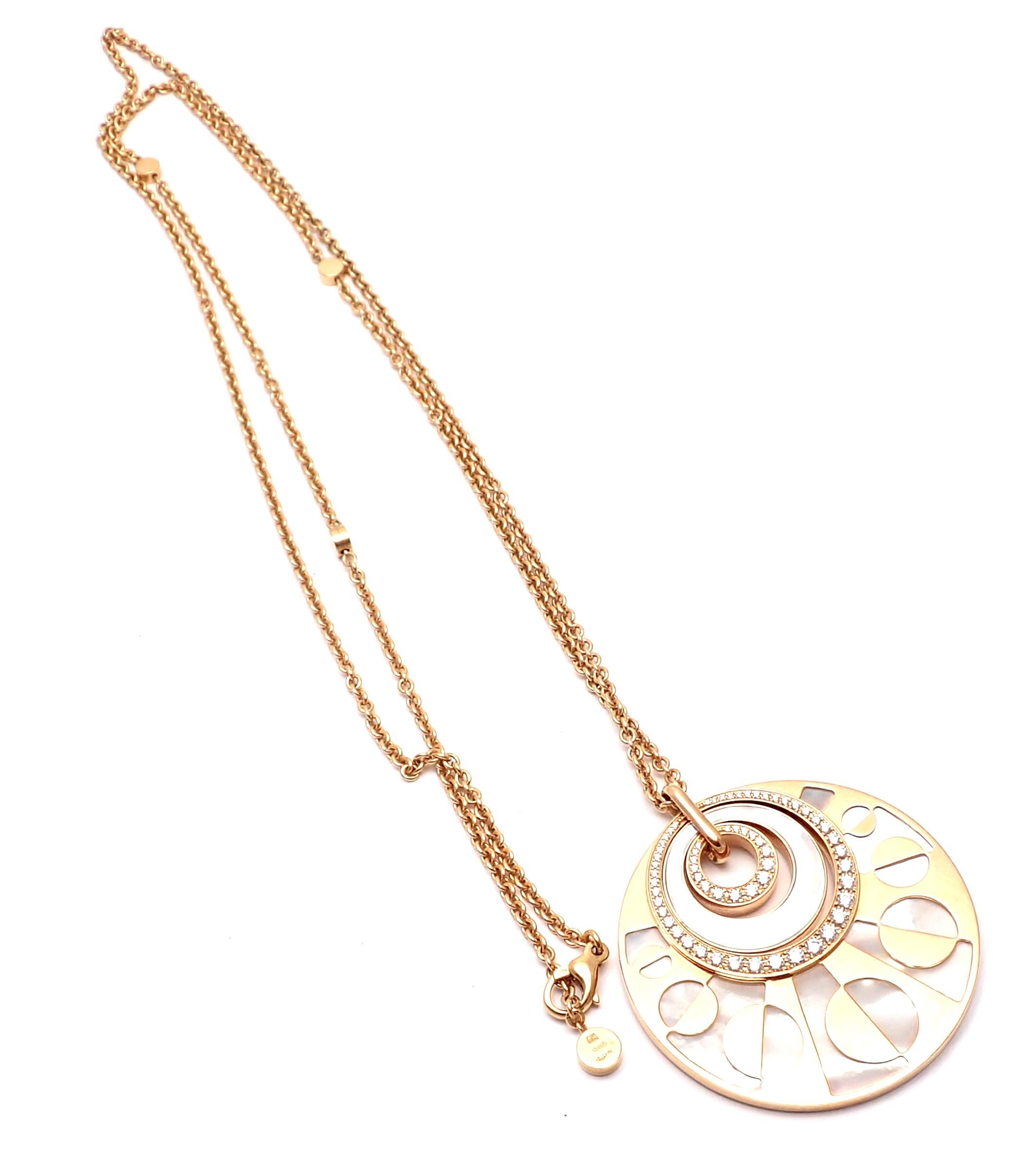 Bulgari Intarsio Diamond Mother of Pearl Rose Gold Pendant Necklace 2