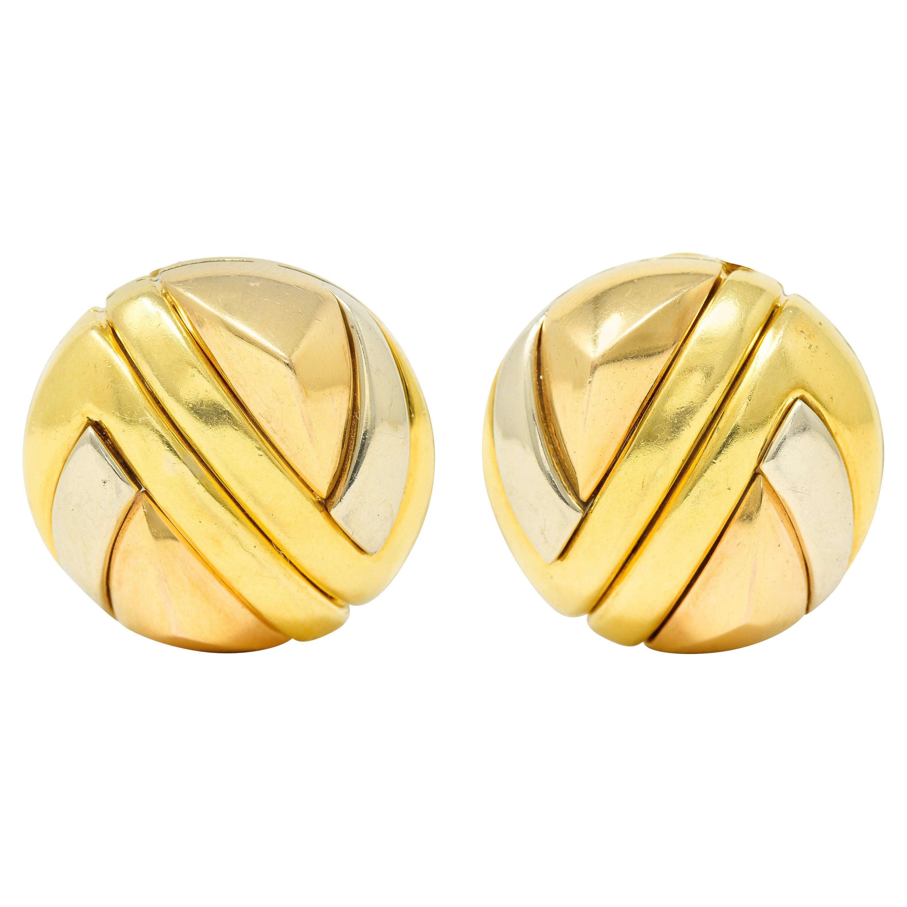 1950s Bulgari TriGold Large Clipon LoveKnot Earrings For Sale at 1stDibs