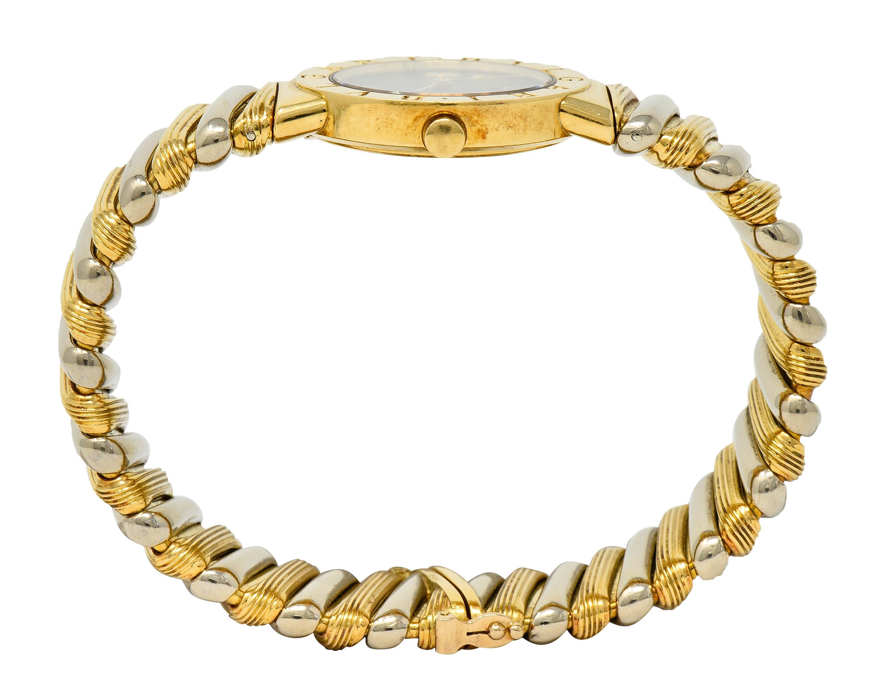 Bulgari Italian 18 Karat Two-Tone Gold Cuff Watch Bracelet 7