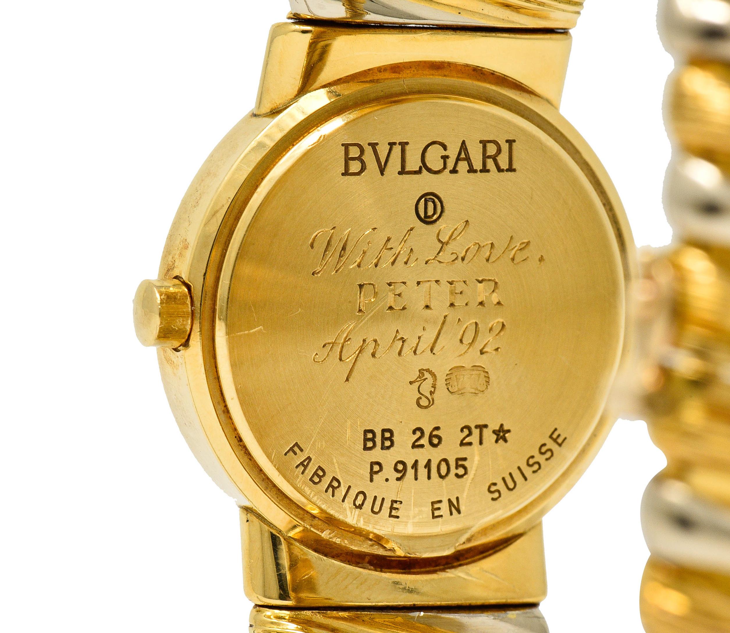 Bulgari Italian 18 Karat Two-Tone Gold Cuff Watch Bracelet 2