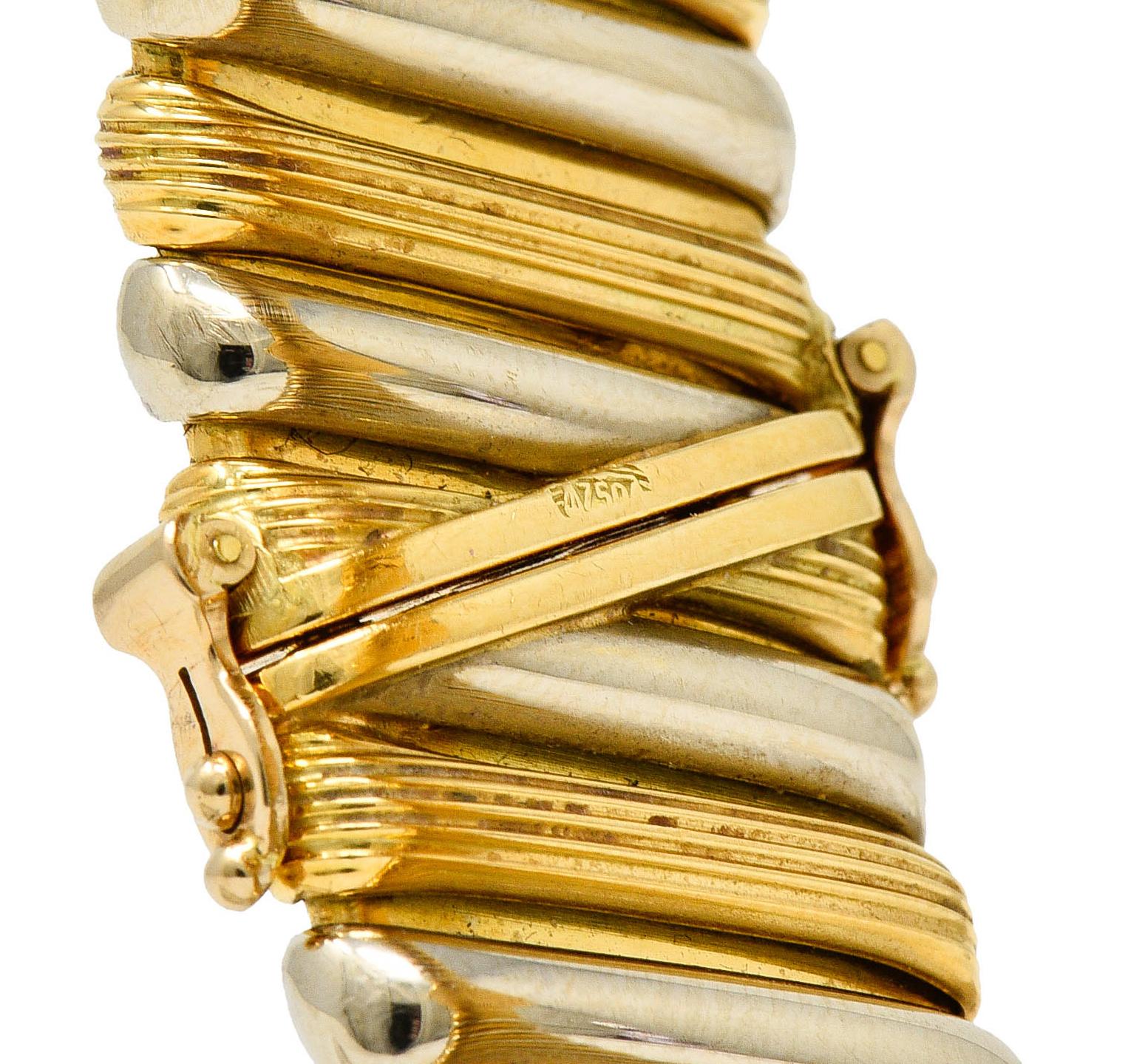 Bulgari Italian 18 Karat Two-Tone Gold Cuff Watch Bracelet 3