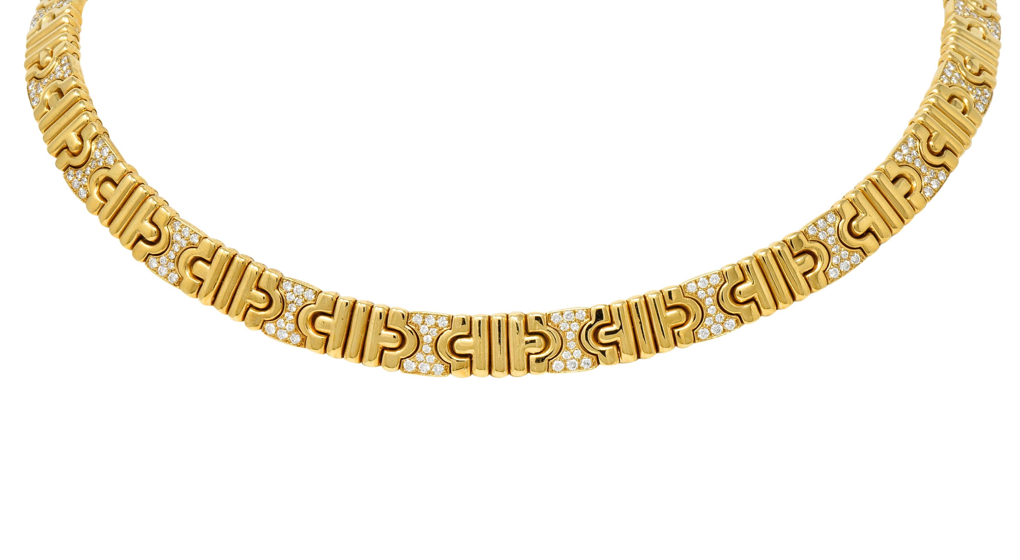 Brilliant Cut Bulgari Italian Diamond 18 Karat Gold Parentesi Collar Necklace