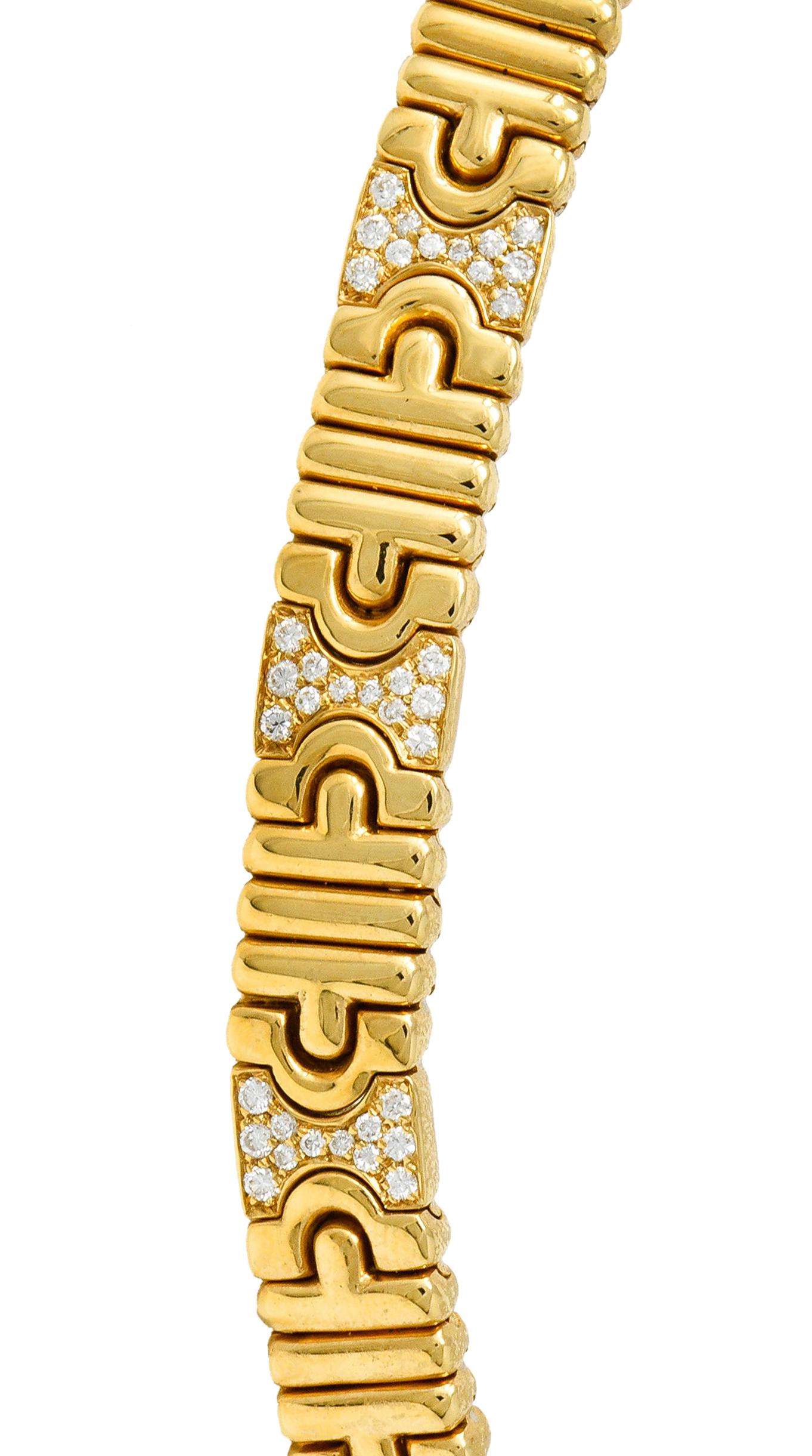 Women's or Men's Bulgari Italian Diamond 18 Karat Gold Parentesi Collar Necklace