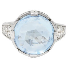 Bulgari Bague cocktail Parentesi italienne en or blanc 18 carats avec topaze bleue et diamants