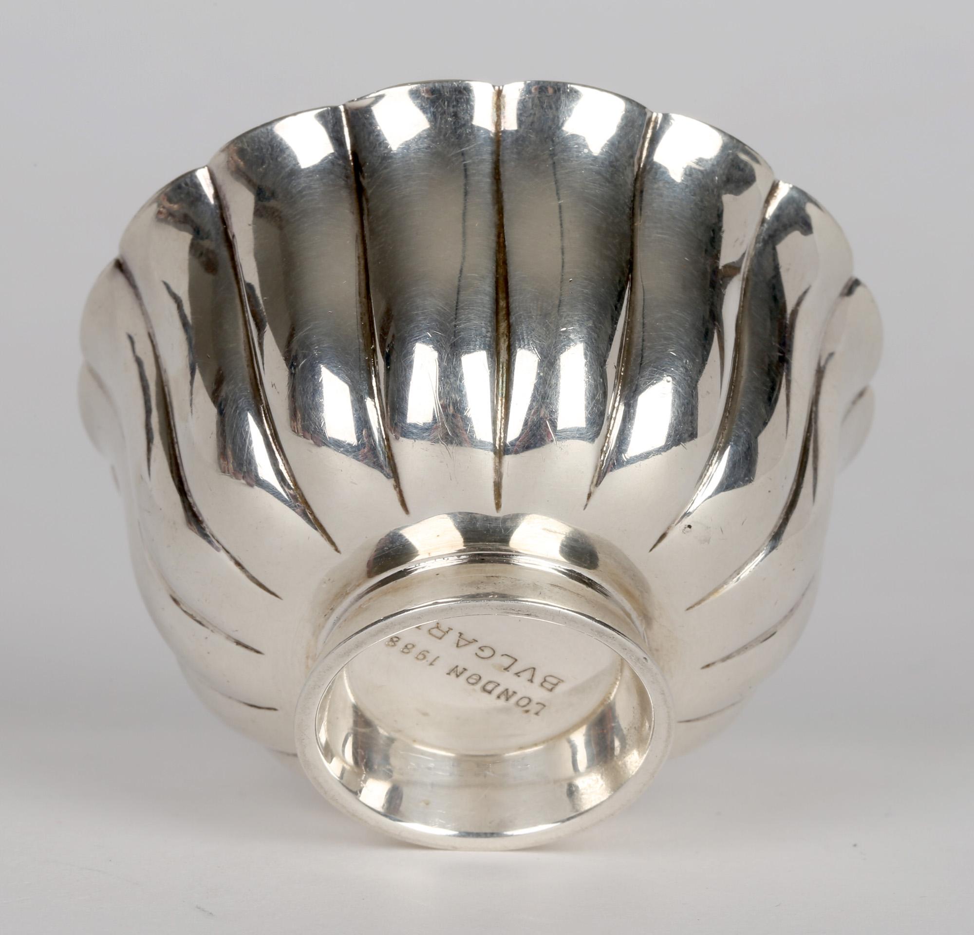 Hand-Crafted Bulgari Italian Quality Silver Fluted Bowl Marked London 1988