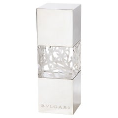 Bulgari, Italian Silver & Etched Glass Sculpture in Original Fitted Leather Box