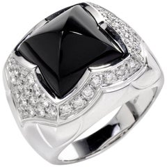 Bulgari Italy Onyx Diamond Pyramid Ring
