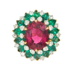 Bague Bulgari, Italie, avec rubellite, tourmaline, émeraude et diamants