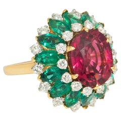 Bague Bulgari, Italie, avec rubellite, tourmaline, émeraude et diamants