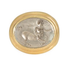 Bulgari, Italy silver and gold signet ring