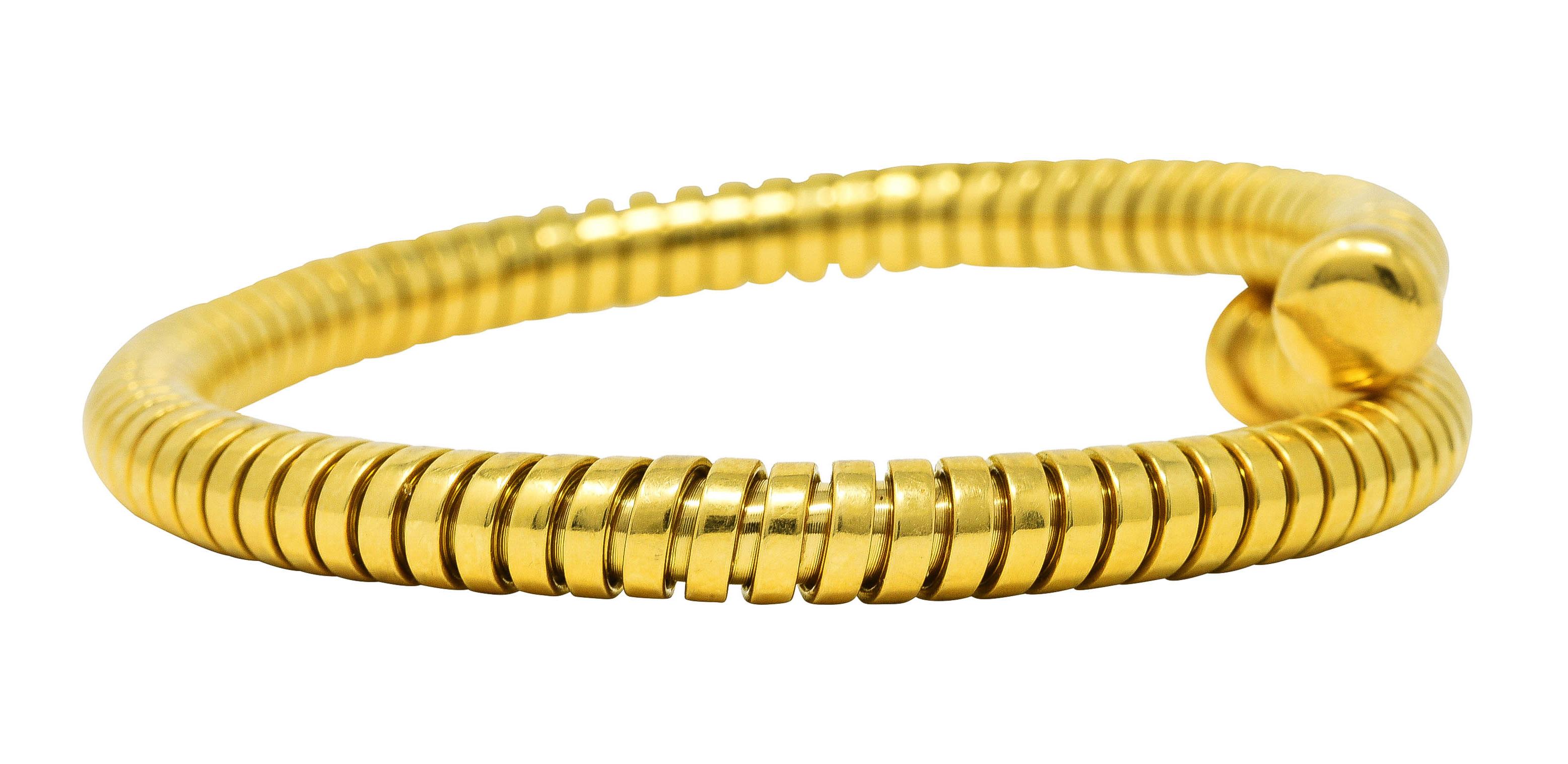 Contemporary Bulgari Italy Vintage 1980's 18 Karat Yellow Gold Tubogas Wrap Bracelet