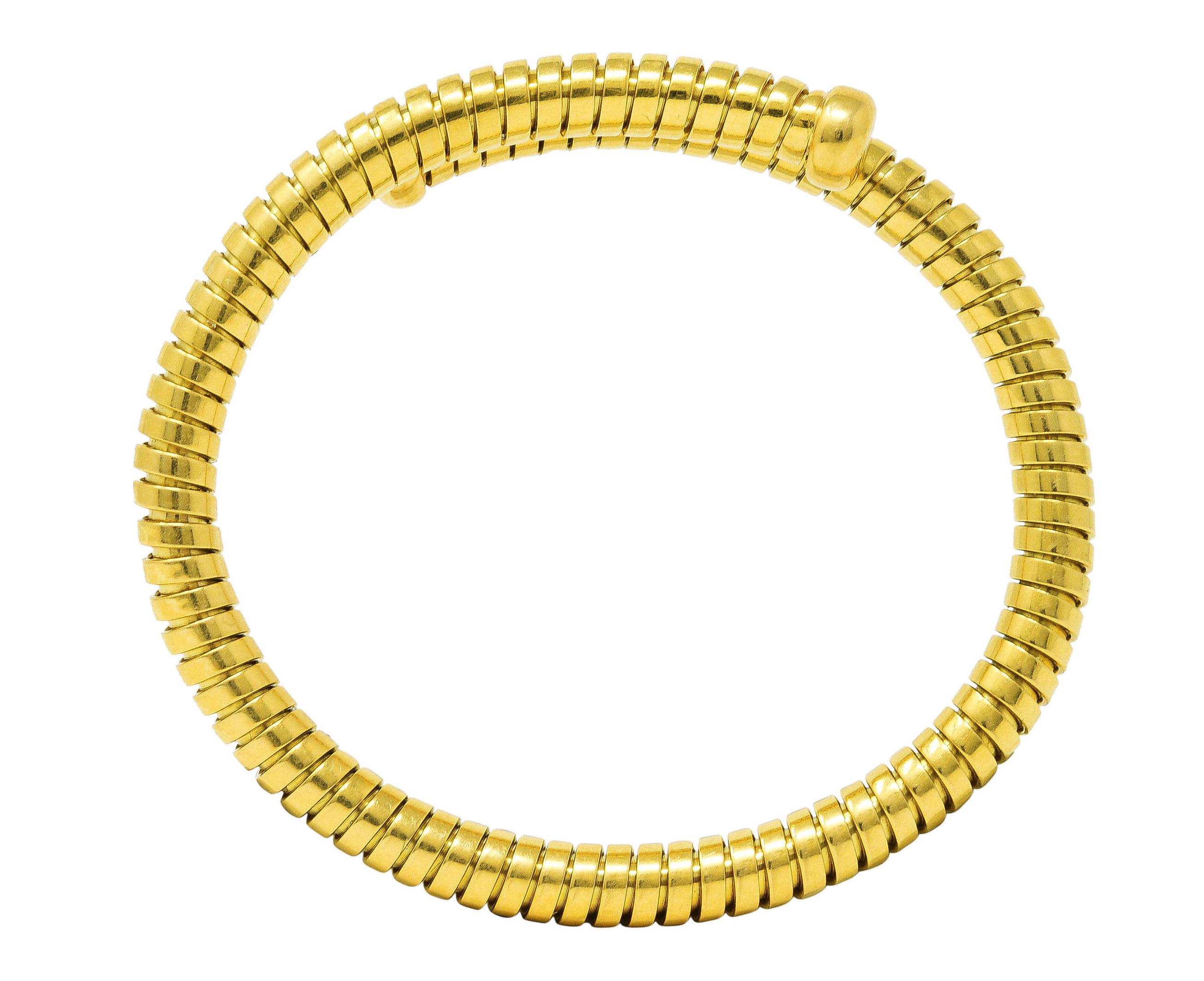 Bulgari Italy Vintage 1980's 18 Karat Yellow Gold Tubogas Wrap Bracelet 2