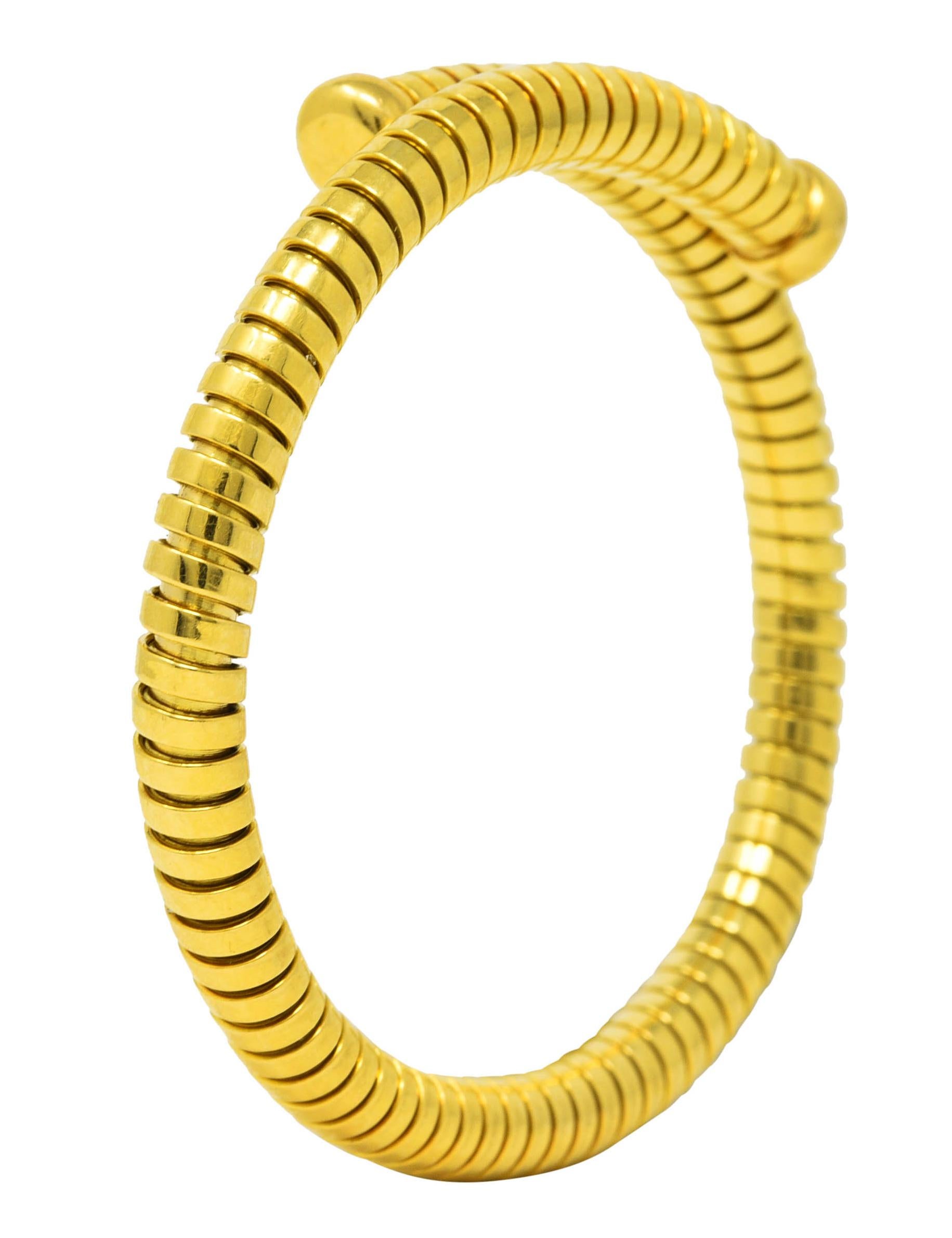 Bulgari Italy Vintage 1980's 18 Karat Yellow Gold Tubogas Wrap Bracelet 3
