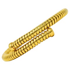 Bulgari Italy Vintage 1980's 18 Karat Yellow Gold Tubogas Wrap Bracelet