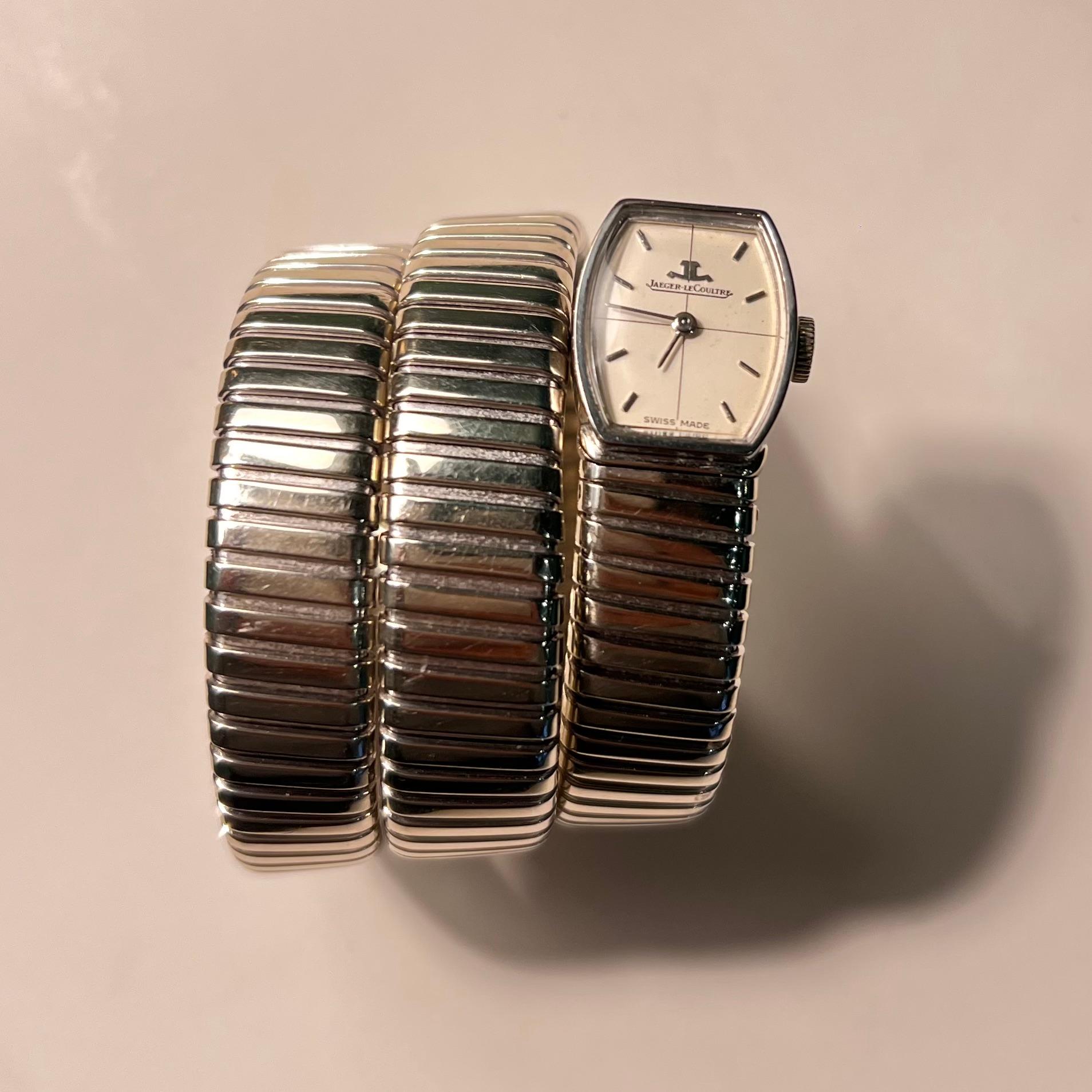 Bulgari Jaeger LeCoultre Tubogas Bracelet Watch 1960s For Sale 7